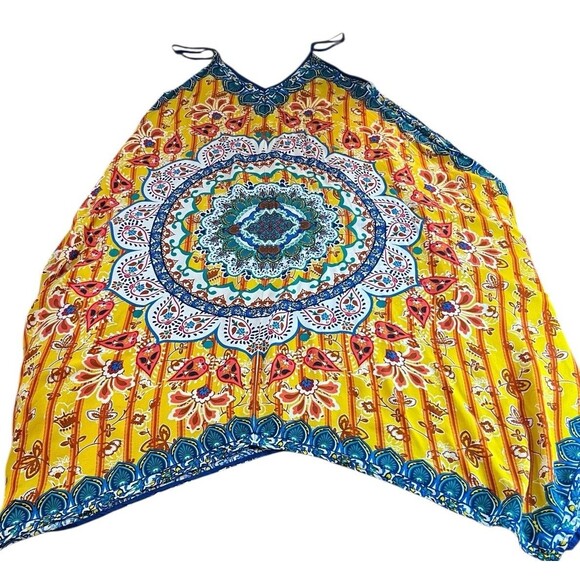 Jealous Tomato XS Dress Midi Slip Asymmetrical Hem Mandela Bandanna Boho - Picture 8 of 12